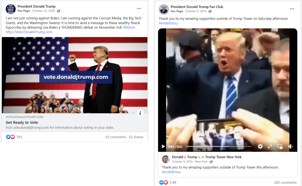 Making Web impersonating Trump posts
